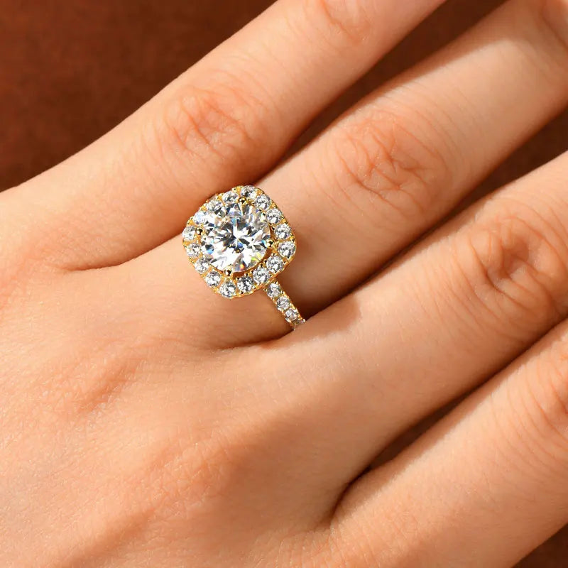 Lnngy 8mm 2ct Moissanite Halo Ring Certified 925 Sterling Silver Engagement Rings For Women Girls Wedding Party Jewelry Gift - She Vibess By C2P