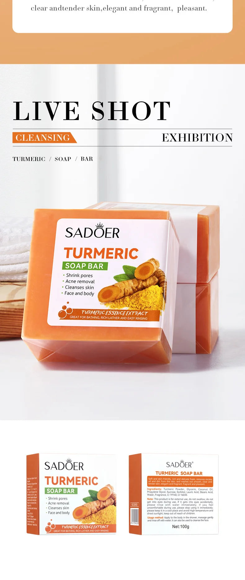 Natural Handmade Turmeric Soap Face Cream Serum Skin Care Set Clean Cutin Oil Control Removal Acne Whitening Remove Dark Spots - She Vibess By C2P