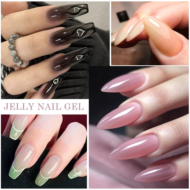 Mtssii 7ml Jelly Nude Gel Polish Translucent Pink Milky White Nail Gel Manicure UV LED Semi Permanent Soak Off Nail Polish - She Vibess By C2P