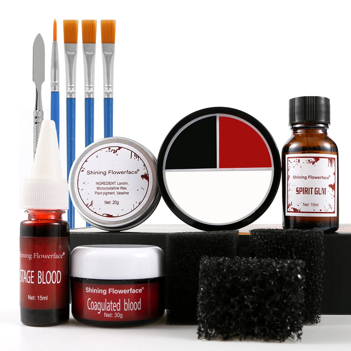 Halloween SFX Makeup Kit Scar Wax Special Effect Makeup,Face Body Paint, Spirit Gum,Sponges,Spatula,Fake Blood - She Vibess By C2P