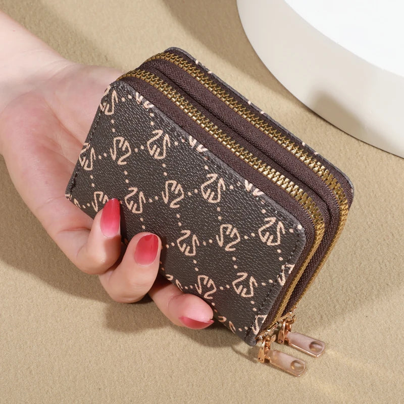 Chic Vintage Zippered Card Holder Wallet for Women - Secure Multi-Card Slots, Fashionable Faux Leather with Coin PurseLuxurious - She Vibess By C2P