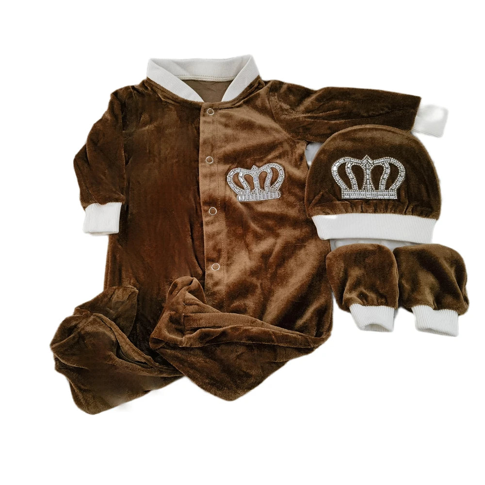 Velvet Newborn Baby Boy Outfits Blazer Vest Kids Clothing Cotton Infant Products Body Suit Shirt Pants Mittens Receiving Blanket - She Vibess By C2P
