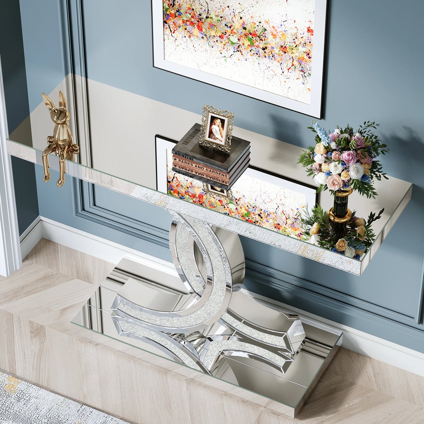 Tribesigns Gold Entryway Table, Modern 39-Inch Console Faux Marble Narrow Wood Sofa with Geometric Metal Legs - She Vibess By C2P