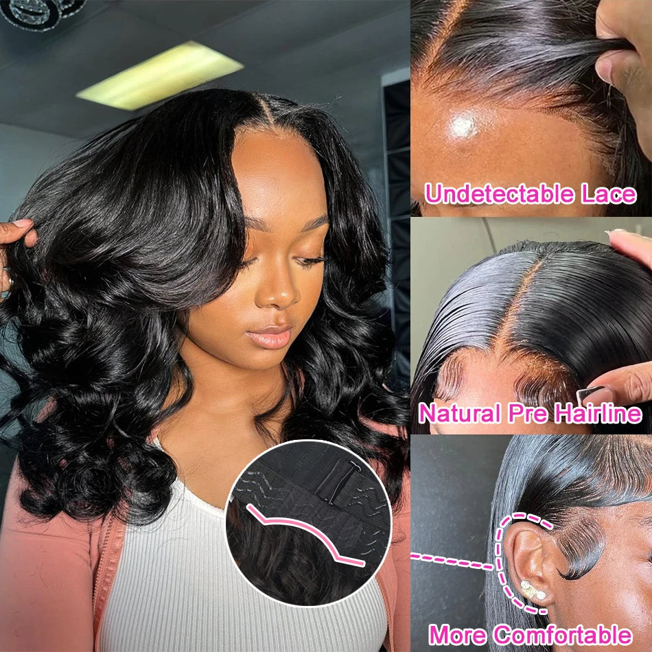 Body Wave Bob Wig 13x6 Transparent Lace Frontal Wig Brazilian Human Hair Wigs Virgin Remy Hair13x4 Lace Closure Wig 180% Density - She Vibess By C2P