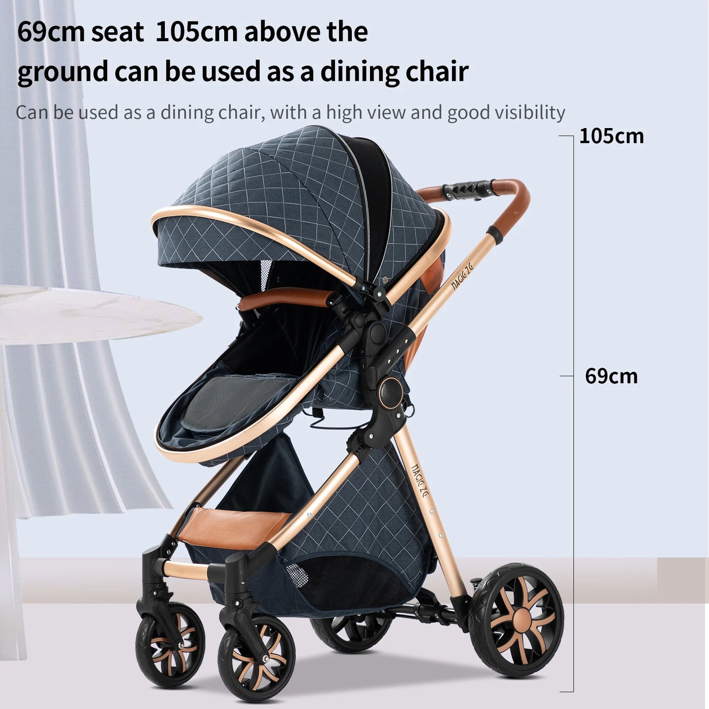 Lightweight Baby Stroller 3 in 1 Newborns Travel System Prams Multifunctional High Landscape Baby 4 IN 1 Strollers with Isofix - She Vibess By C2P