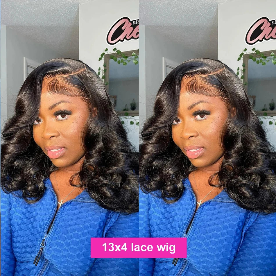 Body Wave Bob Wig 13x6 Transparent Lace Frontal Wig Brazilian Human Hair Wigs Virgin Remy Hair13x4 Lace Closure Wig 180% Density - She Vibess By C2P