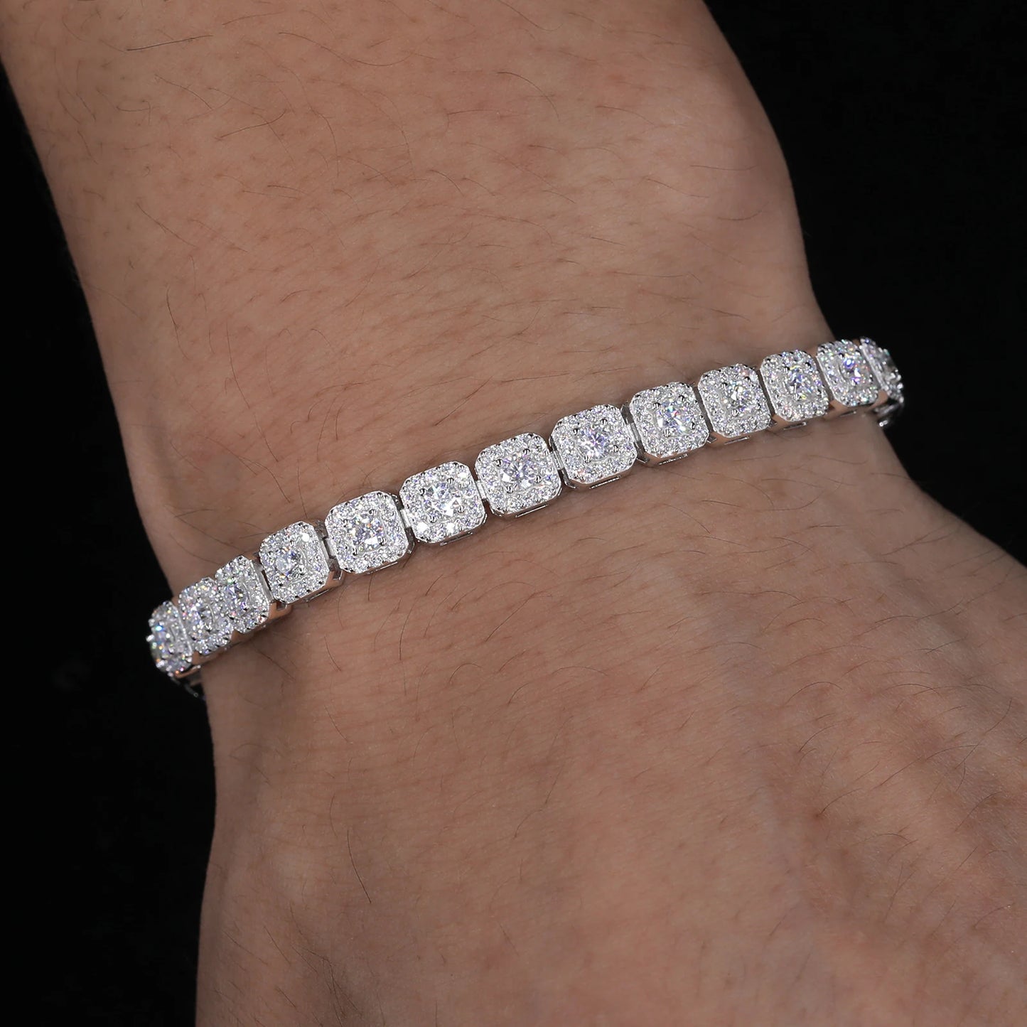 Iced Out Moissanite Halo Tennis Bracelet for Women Men S925 Sterling Silver 18k Gold Plated Jewelry with GRA Bracelets Gifts - She Vibess By C2P