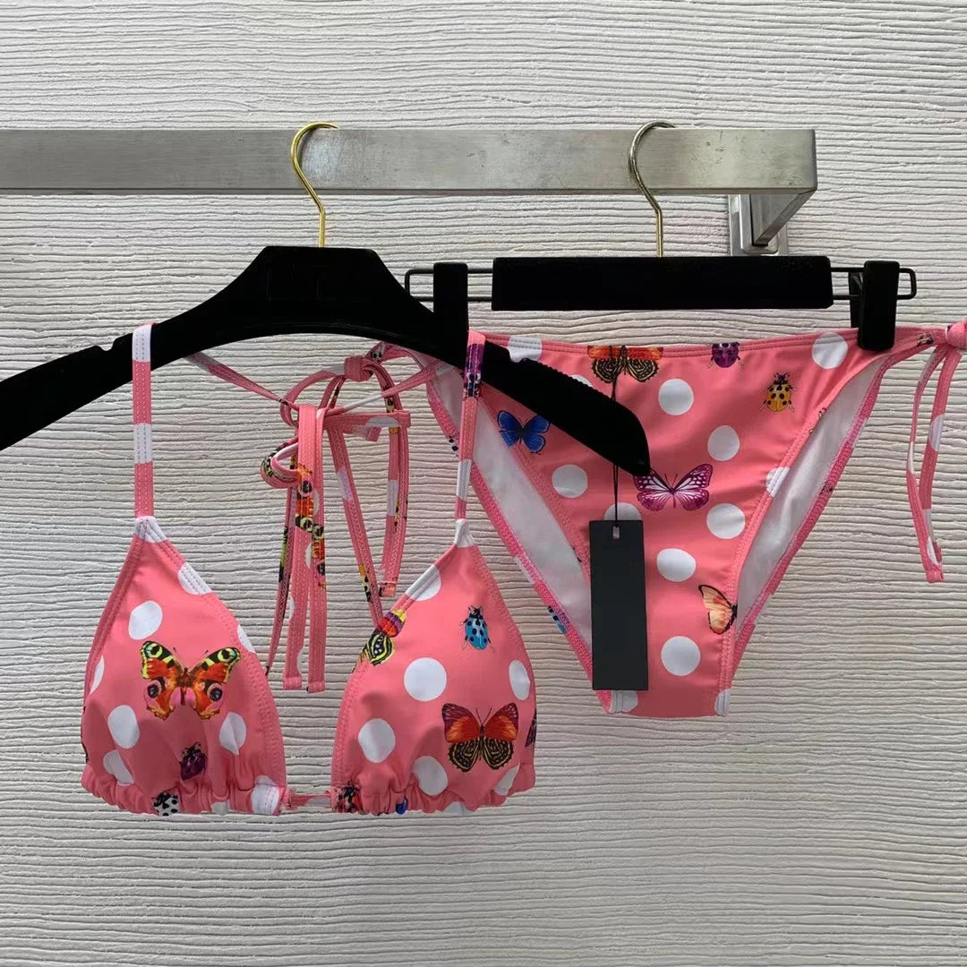 Fashion Design Bikini Sets Women's Gold Flower Pattern Swimsuits Designer Brand Women's Sexy Swimwear Backless Beach Swimsuits - She Vibess By C2P