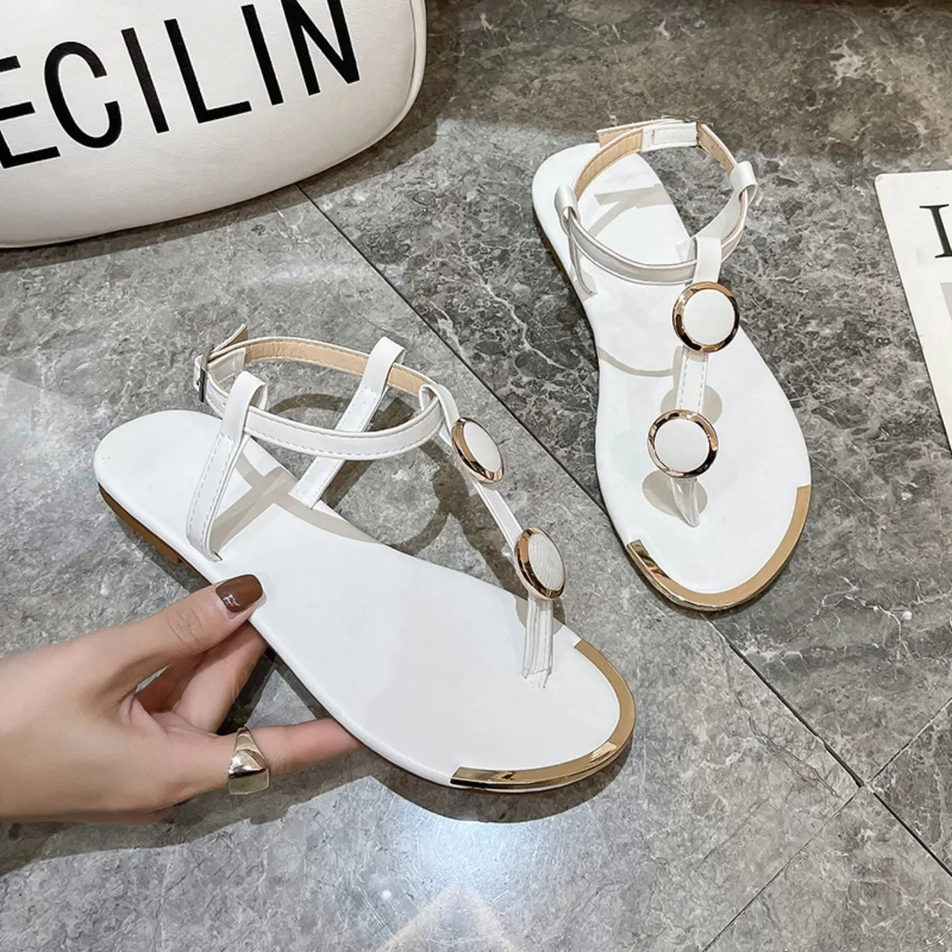 Women Sandals 2024 New Summer Casual Flat Sandals Flip Flops Luxury Designer Fashion Shoes Women Open Toe Daily Sandals Women - She Vibess By C2P