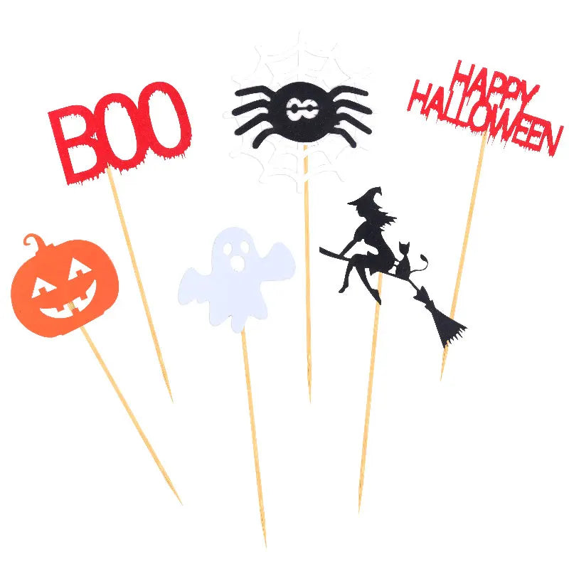 Halloween Cake Top Decoration DIY Cake Topper Castle Witch Pumpkin Cake Insert Flag Halloween Party Atmosphere Supplies - She Vibess By C2P