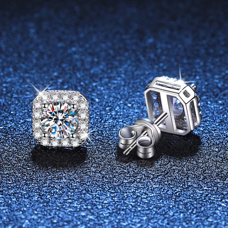 Neetim Real 0.5-1 Carat D Color Moissanite Stud Earrings For Women 100% 925 Sterling Silver Sparkling Earring Wedding Jewelry - She Vibess By C2P
