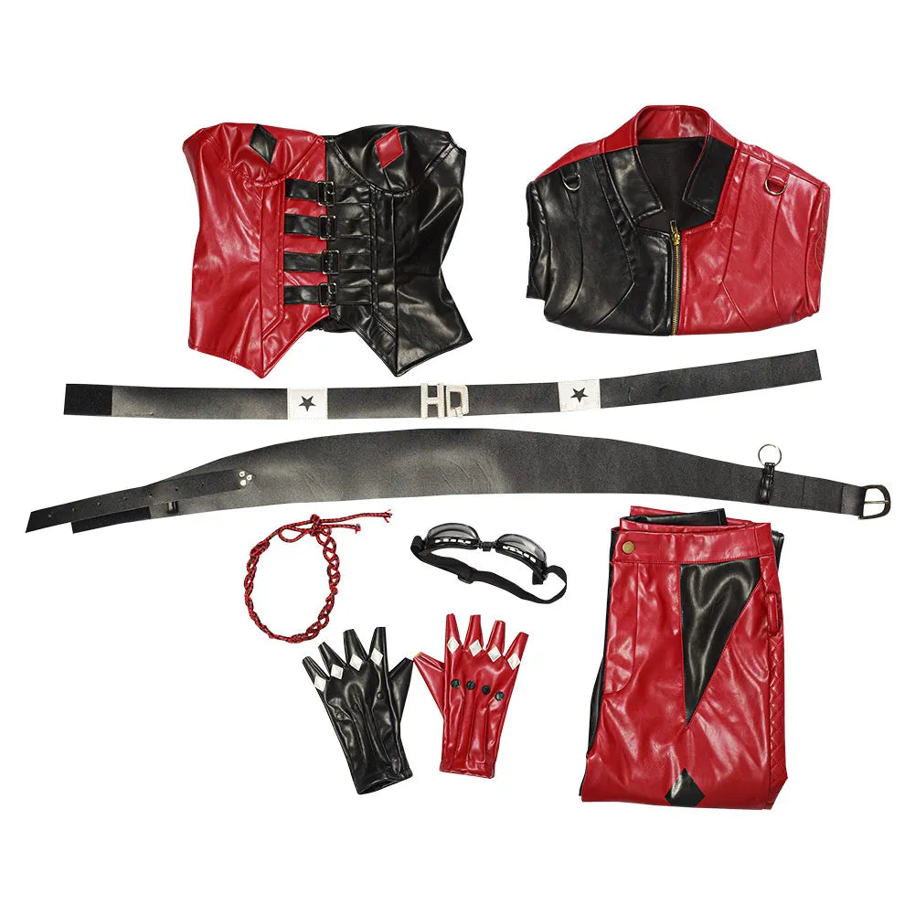 Movie Super Villain Fantasy Female Quinzel Cosplay Costume Black Red Jacket Coat Pants Women Halloween Carnival Disguise Suit-I’m Over 21 - She Vibess By C2P