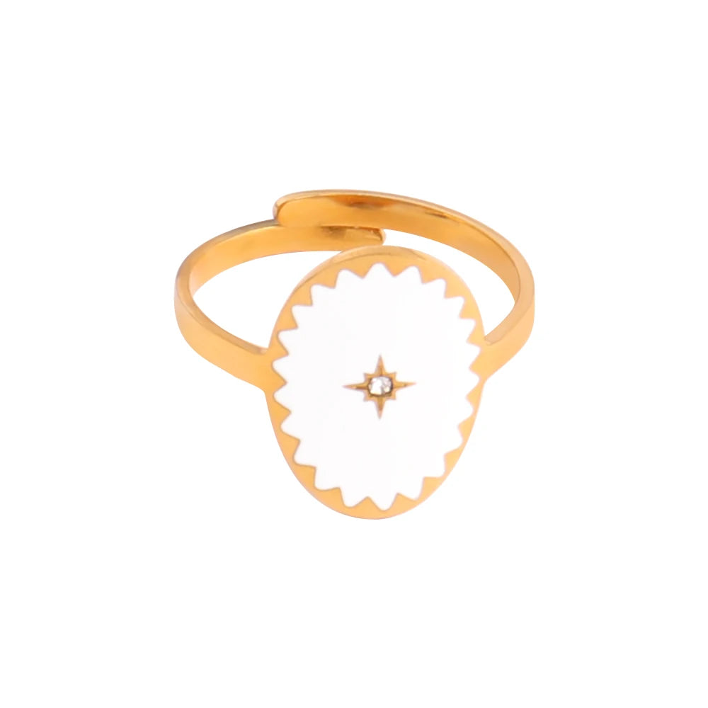 Stainless Steel Rings Open Rings For Women Rings Wide Ring Colorful Geometry Chain Female Rings Jewelry Party Gift Wholesale - She Vibess By C2P