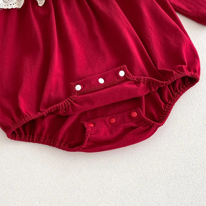 2024 New Autumn Christmas Newborn Baby Girls Long Sleeved Cotton Splicing Infant Baby Jumpsuit 0-24M Children Clothes - She Vibess By C2P