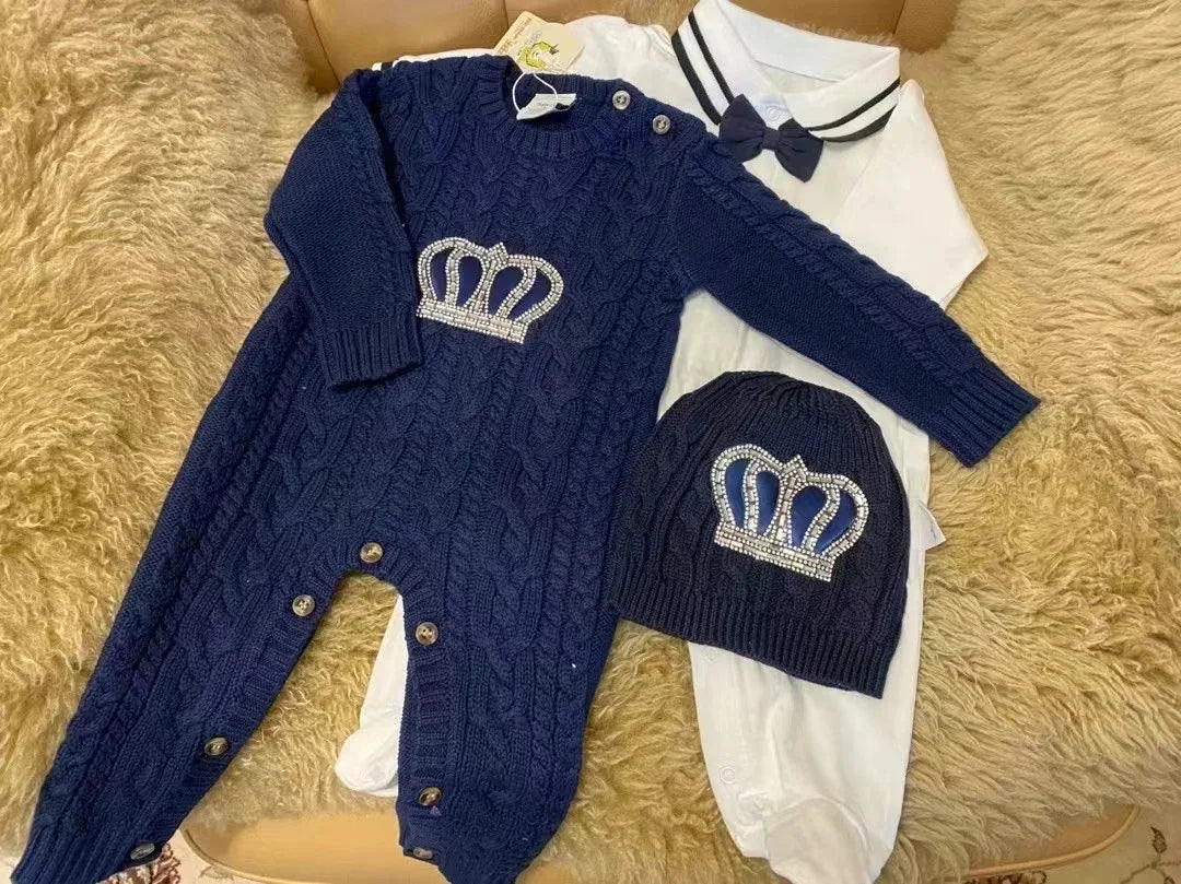 Velvet Newborn Baby Boy Outfits Blazer Vest Kids Clothing Cotton Infant Products Body Suit Shirt Pants Mittens Receiving Blanket - She Vibess By C2P