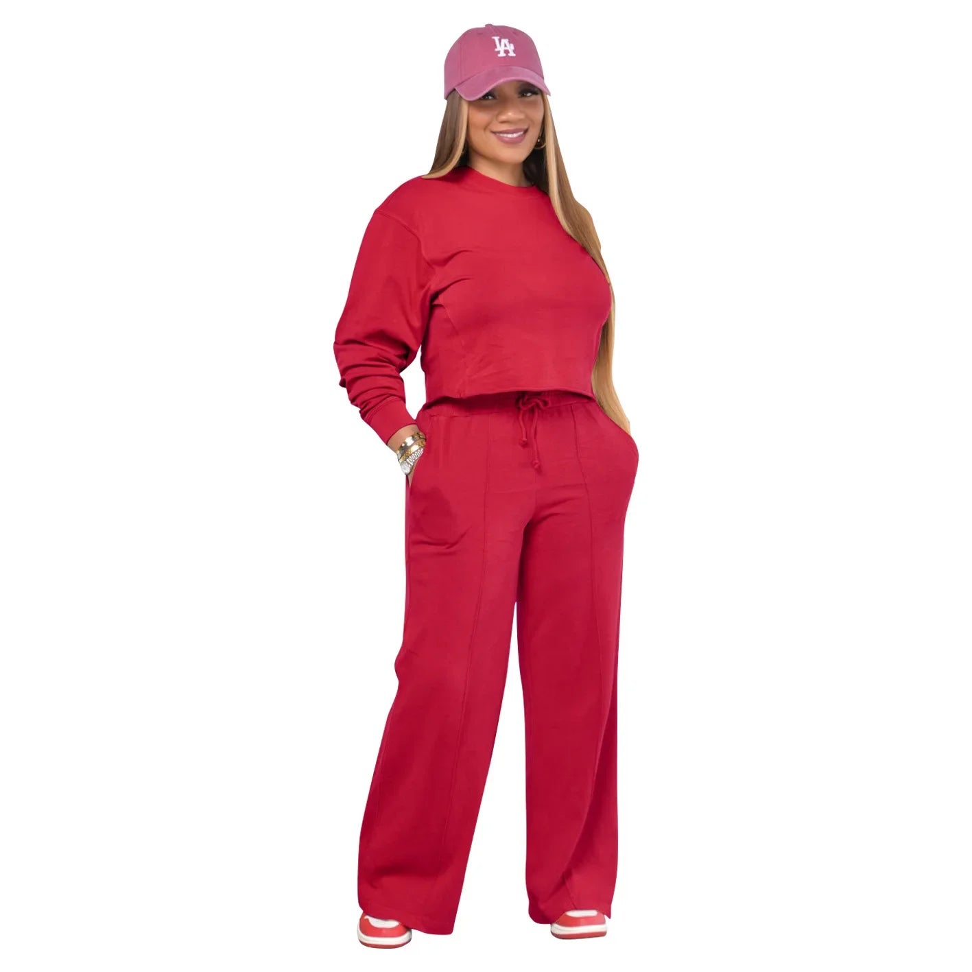 Women Clothing Sets Pullover Top+Pants 2Pcs Suits Winter Thicken Warm Outfits Solid Color Female Casual Tracksuit - She Vibess By C2P