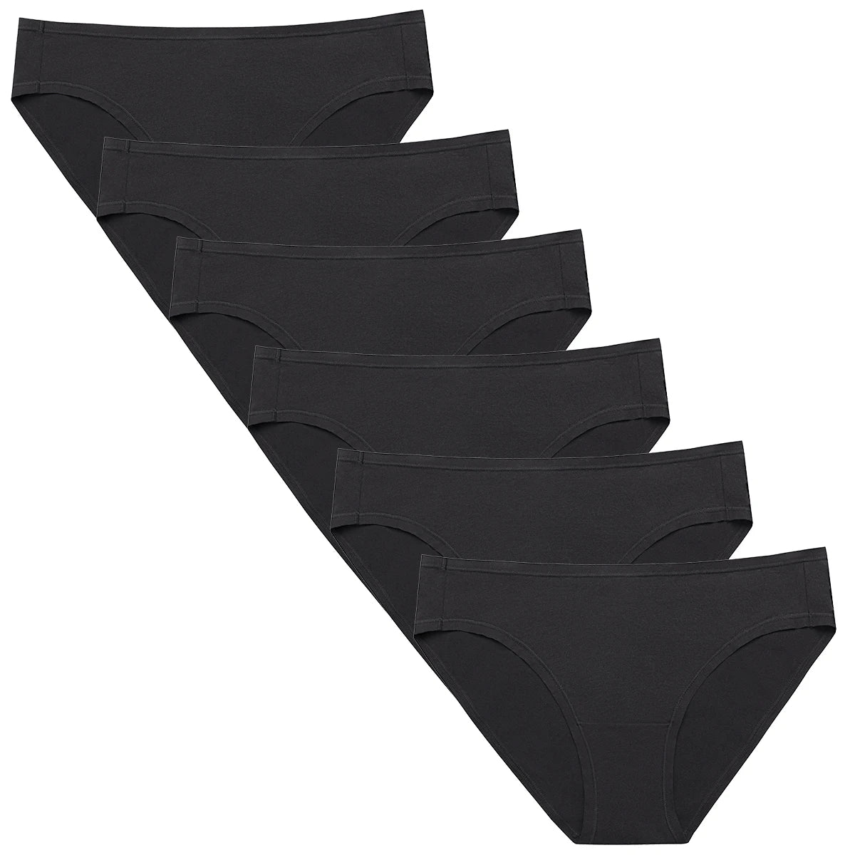 Molasus 6PCS Women High Cut Bikini Panties Breathable & Healthy Cotton Underwear Ladies No Ride Up Underpants Large Size - She Vibess By C2P