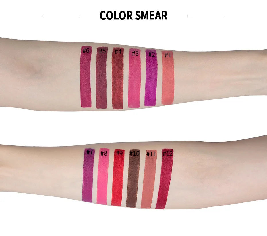 Matte Pink Velvet Lipstick Sexy Nude Red Brown Purple Lipgloss Gloss Velvety Lipstick Waterproof Makeup Long Lasting Lipstick - She Vibess By C2P
