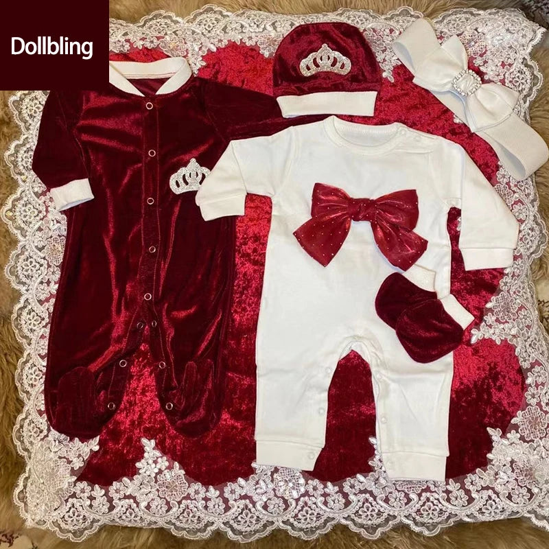 Velvet Newborn Baby Boy Outfits Blazer Vest Kids Clothing Cotton Infant Products Body Suit Shirt Pants Mittens Receiving Blanket - She Vibess By C2P