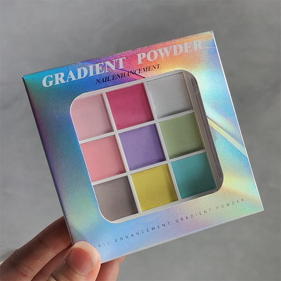 9Colors Solid Patting Nail Powders UV Polish Decoration Shimmer Fine Glitter Gradient Matte Pat Pat Manicure Polish Deco Powder - She Vibess By C2P