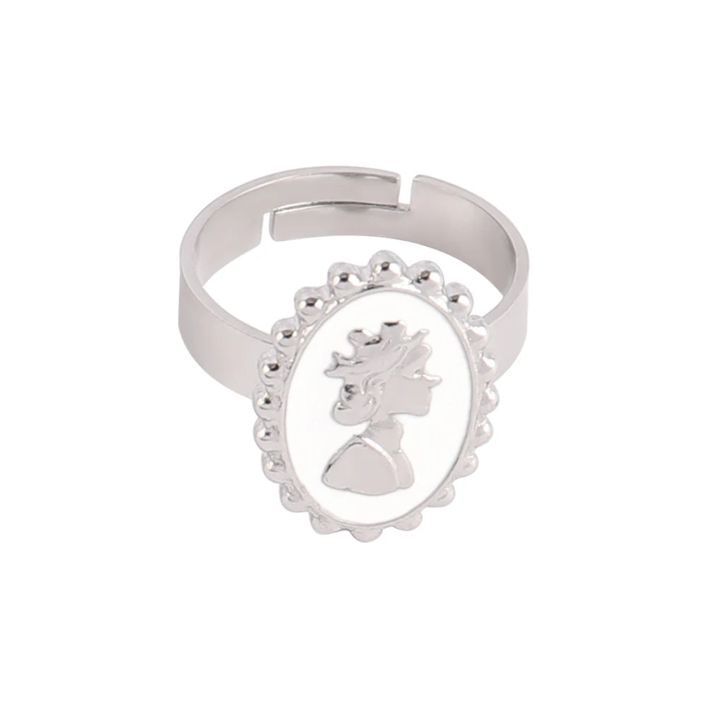 Stainless Steel Rings Open Rings For Women Rings Wide Ring Colorful Geometry Chain Female Rings Jewelry Party Gift Wholesale - She Vibess By C2P