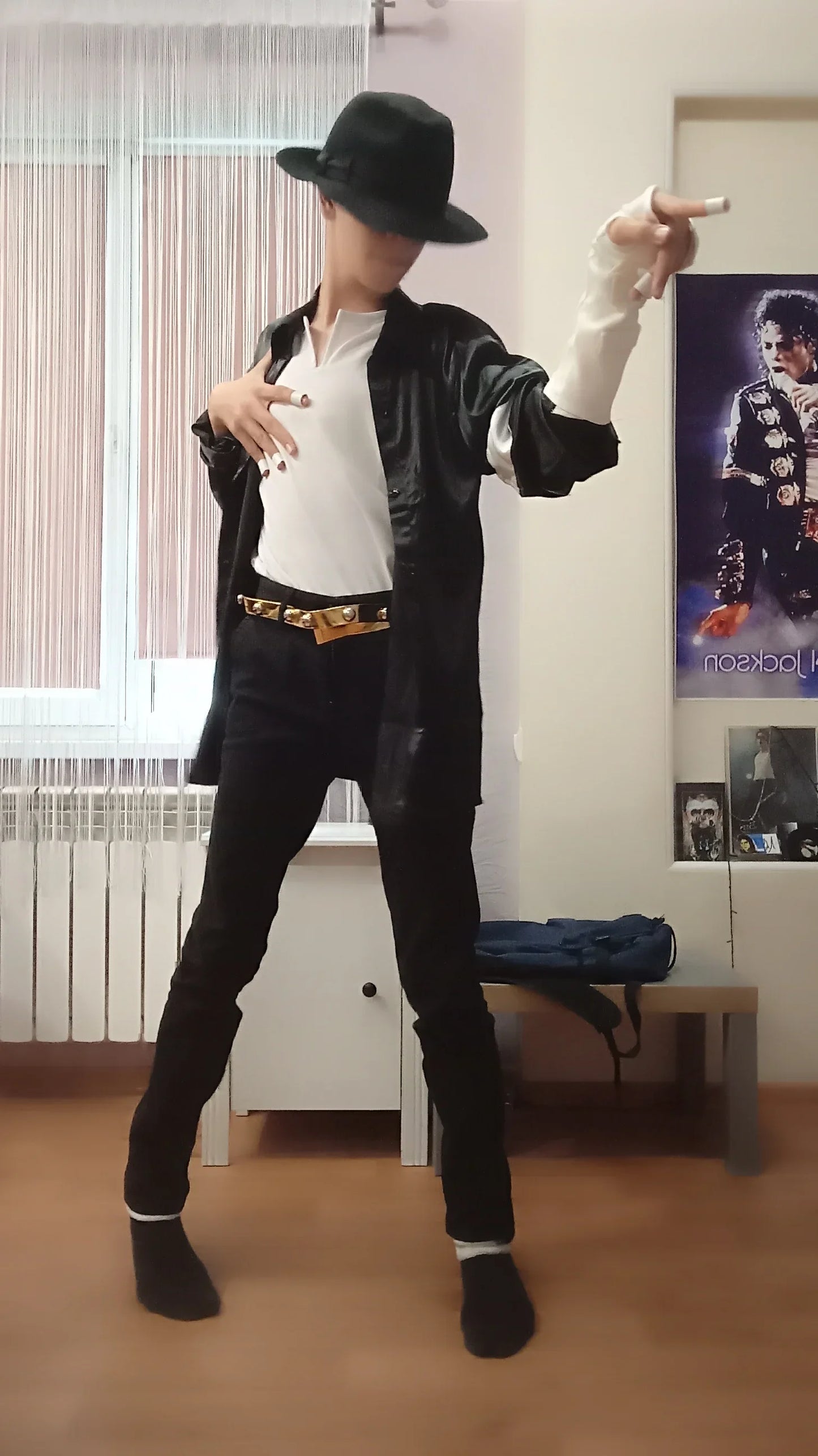 Cosplay Michael Jackson Black Shirt Cotton and Belt for Celebrity Party Show - She Vibess By C2P