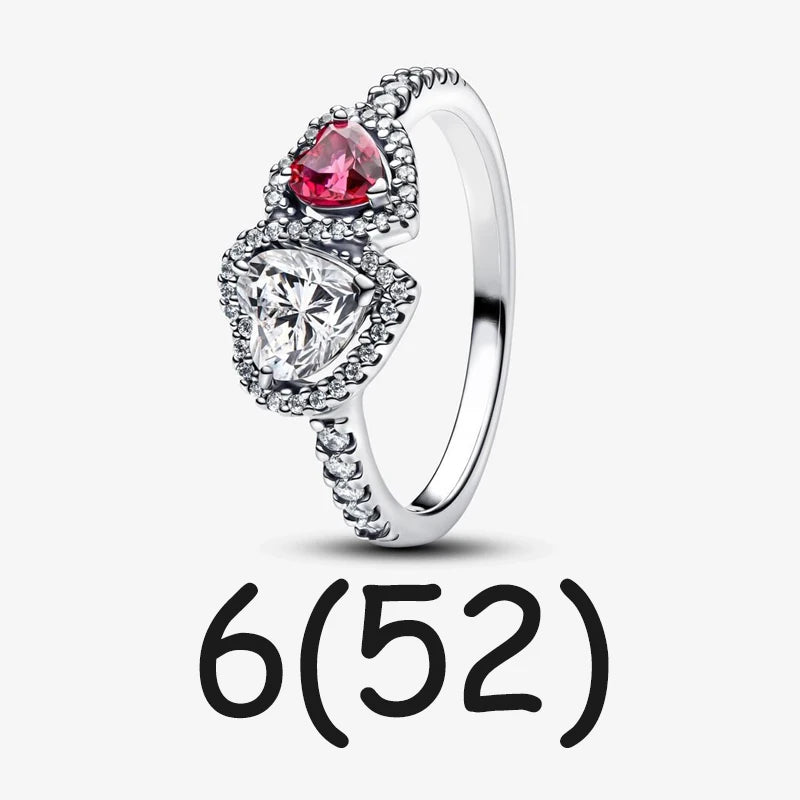 New in Rings Colorful Zircon Shining Red Heart-shaped Jewelry Sets Double Heart Classic Ring Necklace Earrings Luxury Jewelry - She Vibess By C2P