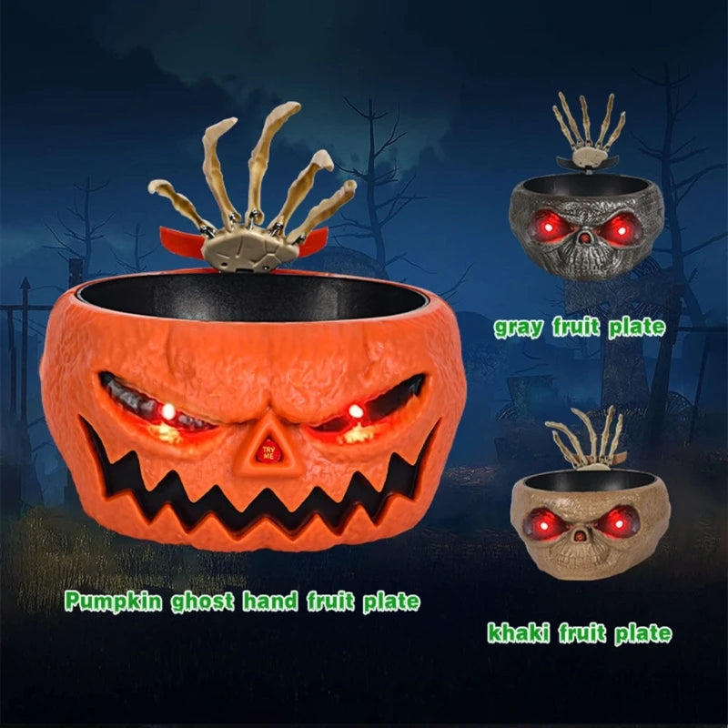 Halloween Candy Dishes Skeleton with LED and Sound Electric Fruit Bowl Ornament - She Vibess By C2P