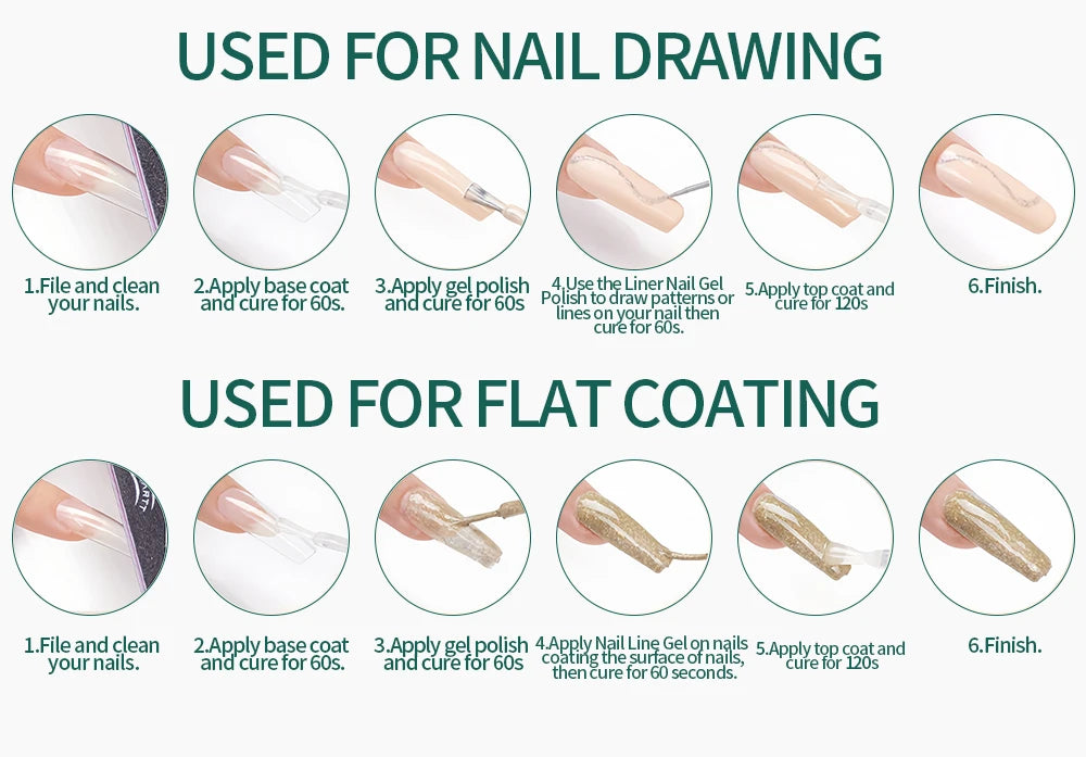 NAILPOP Gel Nail Polish Liner 8ML 5 Colors Nail Art Paint Gel for French Tips Swirls DIY Manicure Soak Off UV Cure with Brush - She Vibess By C2P