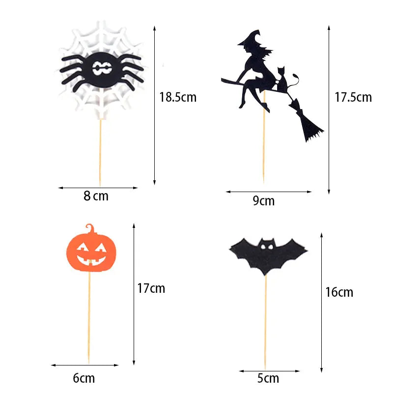 Halloween Cake Top Decoration DIY Cake Topper Castle Witch Pumpkin Cake Insert Flag Halloween Party Atmosphere Supplies - She Vibess By C2P
