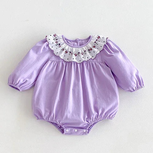 2024 New Autumn Christmas Newborn Baby Girls Long Sleeved Cotton Splicing Infant Baby Jumpsuit 0-24M Children Clothes - She Vibess By C2P