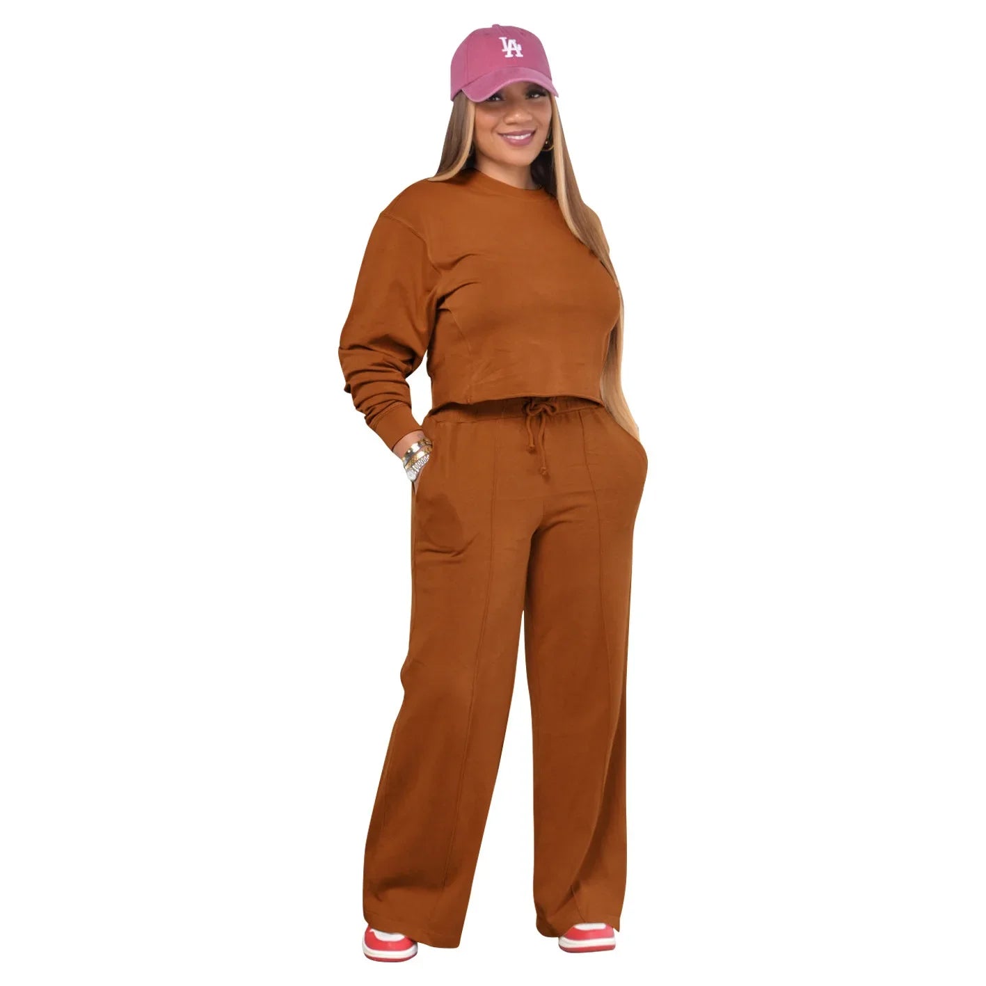 Women Clothing Sets Pullover Top+Pants 2Pcs Suits Winter Thicken Warm Outfits Solid Color Female Casual Tracksuit - She Vibess By C2P