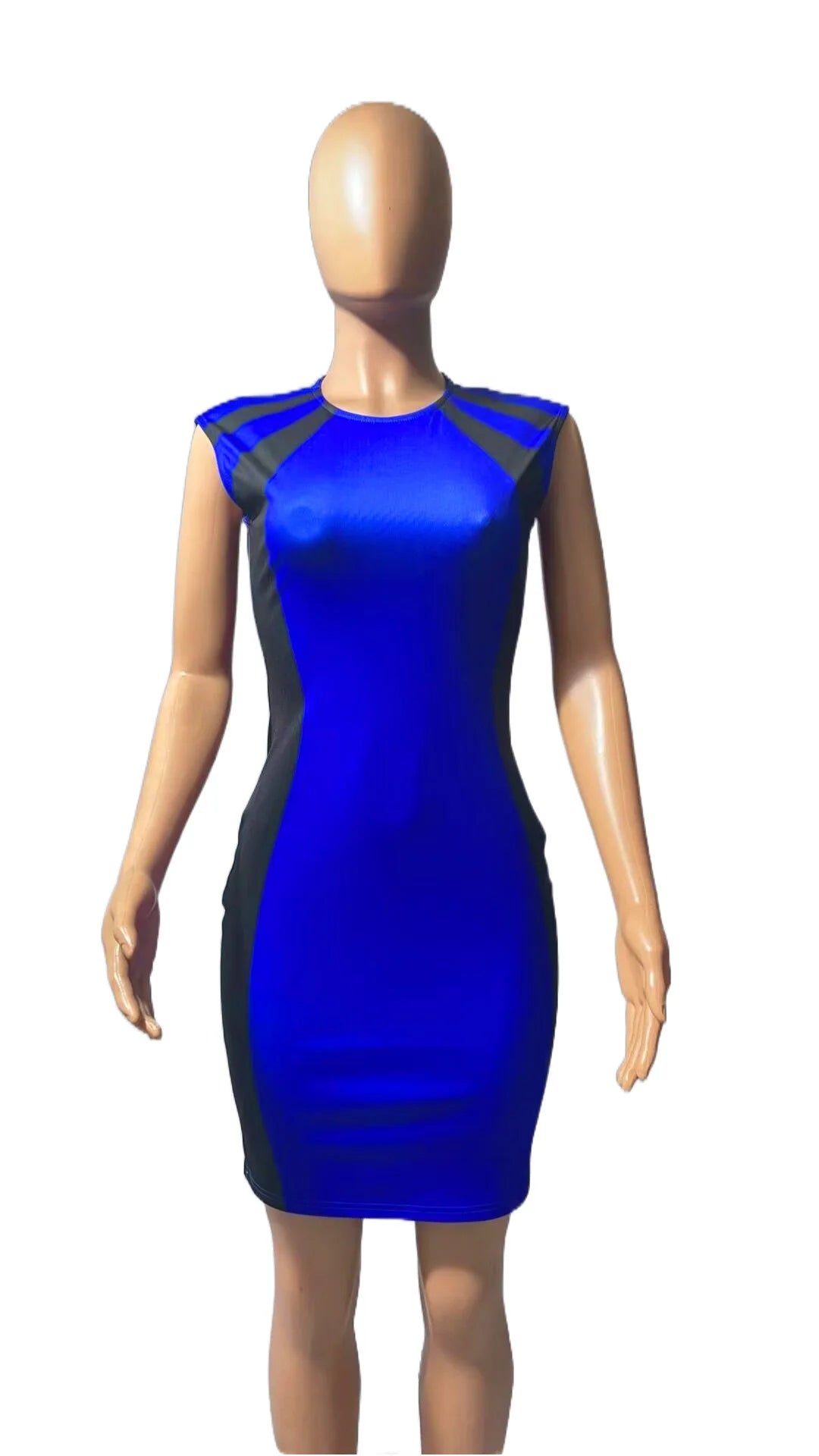 Women Wrap Hip Dress Striped Slim Fit Sleeveless Zipper Mini Dress Sheath Round Neck Casual Vestidos Office Lady Summer - She Vibess By C2P