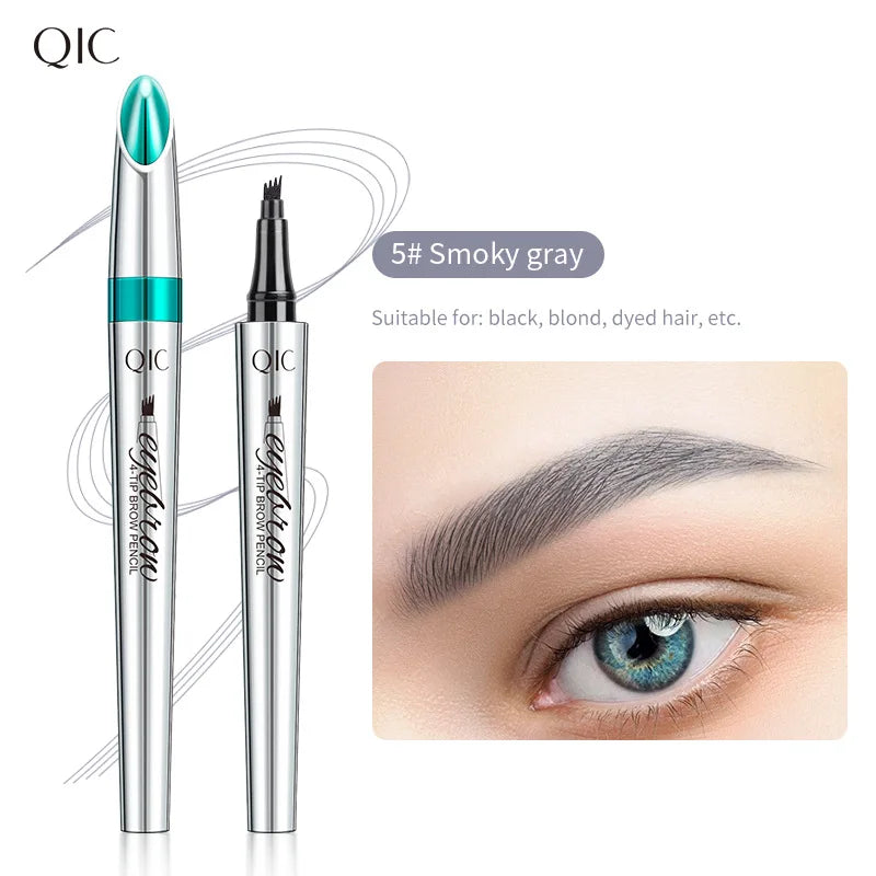 Four-Jaw Ultra-Fine Liquid Eyebrow Pencil 3D Waterproof Tip Tattoo Cosmetic Long Lasting Natural Dark Brown Liquid Eye Brow Pen