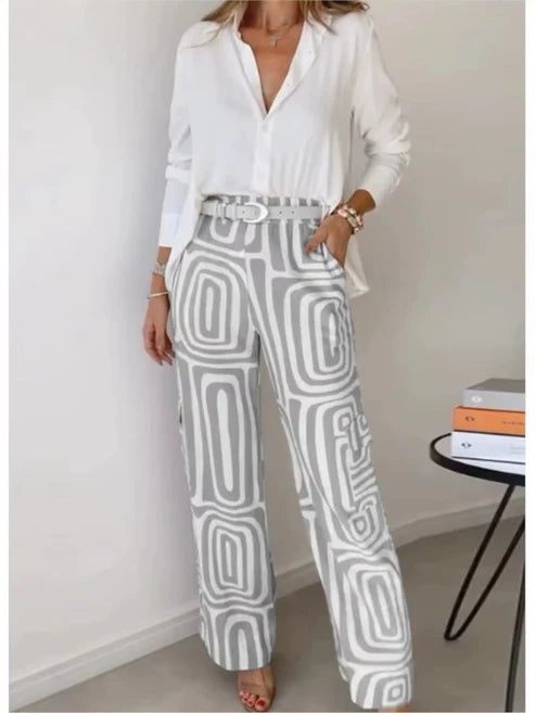 ElleMode™ Printed Two-Piece Set – Effortless Power Dressing for the Modern Woman - She Vibess By C2P
