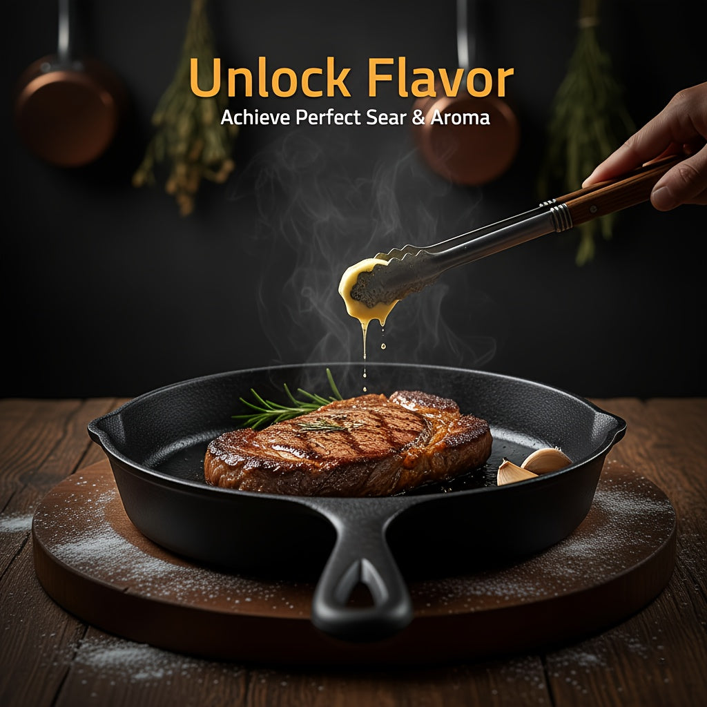 3pcs Cast Iron Skillet Set (6/8/10 Inch) | Heirloom-Grade Sand Casting, Natural Seasoning & Non-Stick Surface | Oven, Grill & Campfire Safe Cookware Suitable for Steak, Cornbread, Cast Iron - Heavy-Duty Skillet Collection