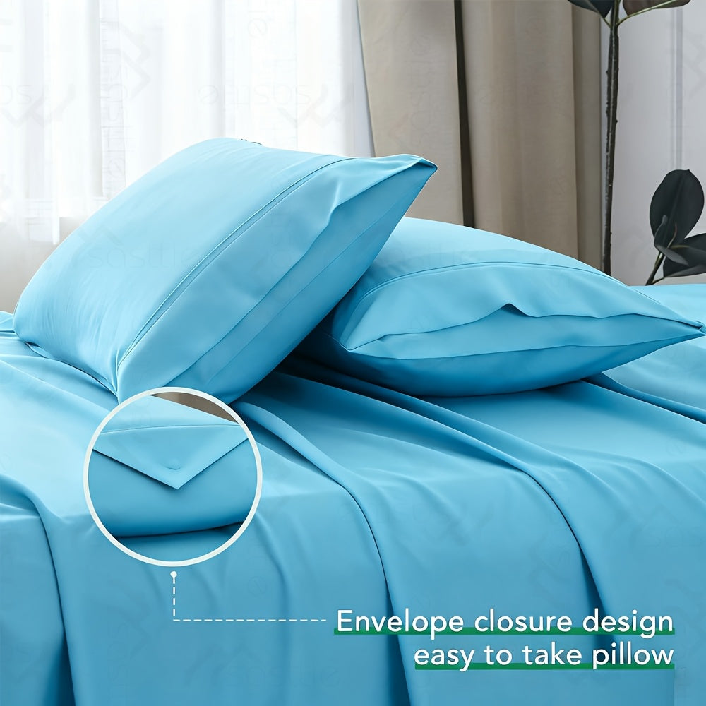 4 Peices Bamboo Bed Sheet Set - 100% Bamboo Blend - Ultra Soft & Breathable Bed Sheets - Deep Pocket Up to 16" Hotel Y Bedding Set - Perfect for Hot Sleepers - Great Christmas Gifts Bedding Sheets Set Bamboo Sheets Sets King