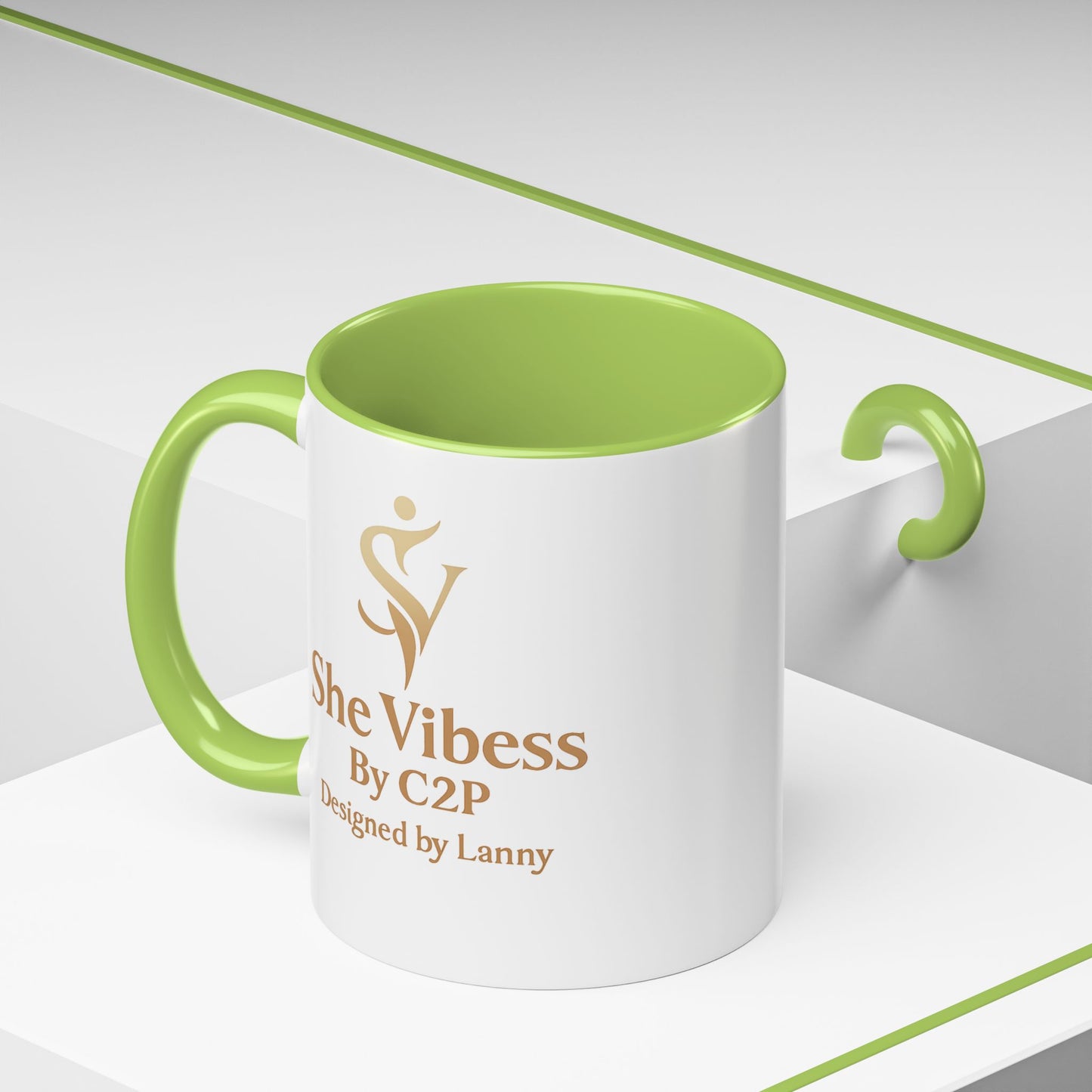 She Vibess Accent Coffee Mug — Inspirational Gold Logo 11/15oz
