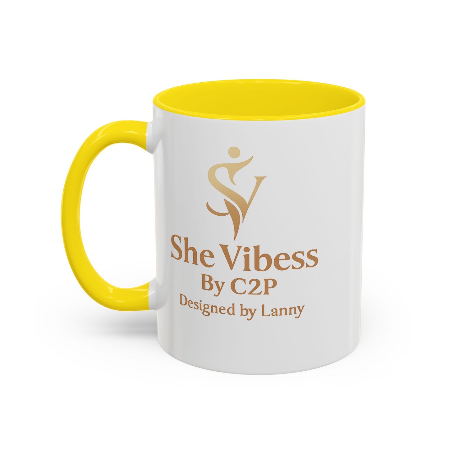 She Vibess Accent Coffee Mug — Inspirational Gold Logo 11/15oz