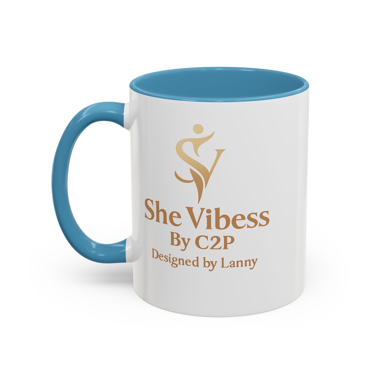 She Vibess Accent Coffee Mug — Inspirational Gold Logo 11/15oz
