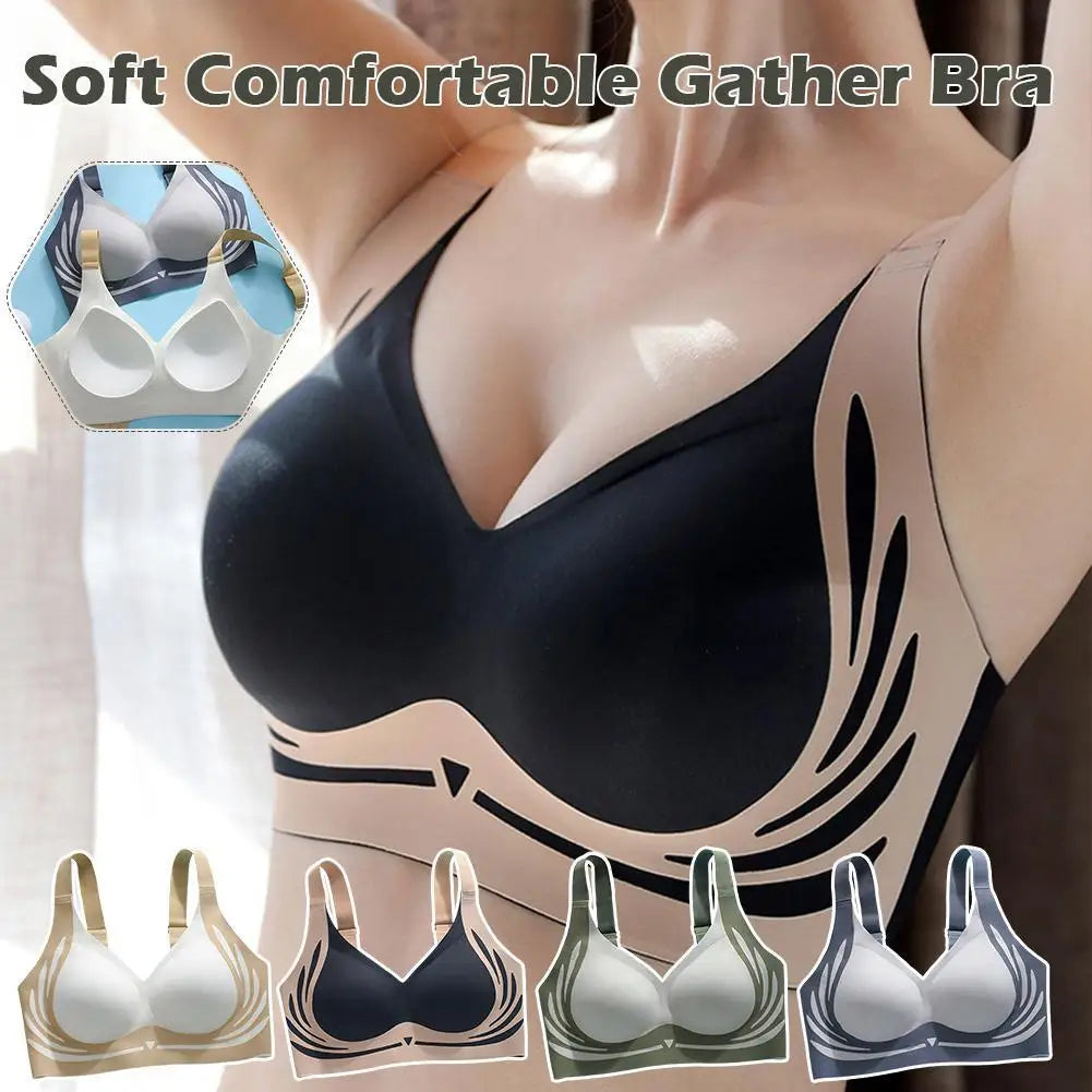 Wireless Push-Up Bra for Women - Adjustable, Seamless Supportive Underwear with Anti-Sagging Features