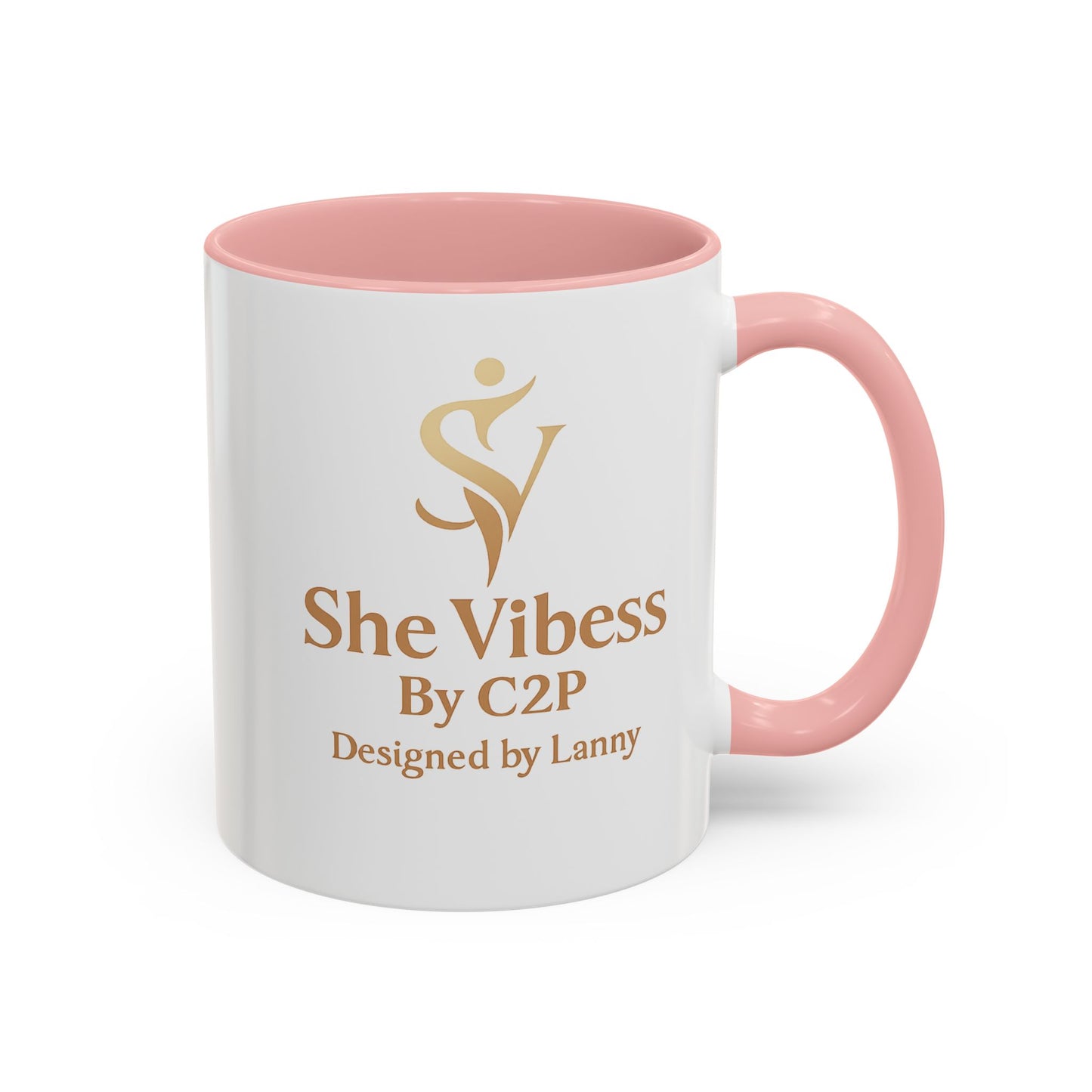 She Vibess Accent Coffee Mug — Inspirational Gold Logo 11/15oz