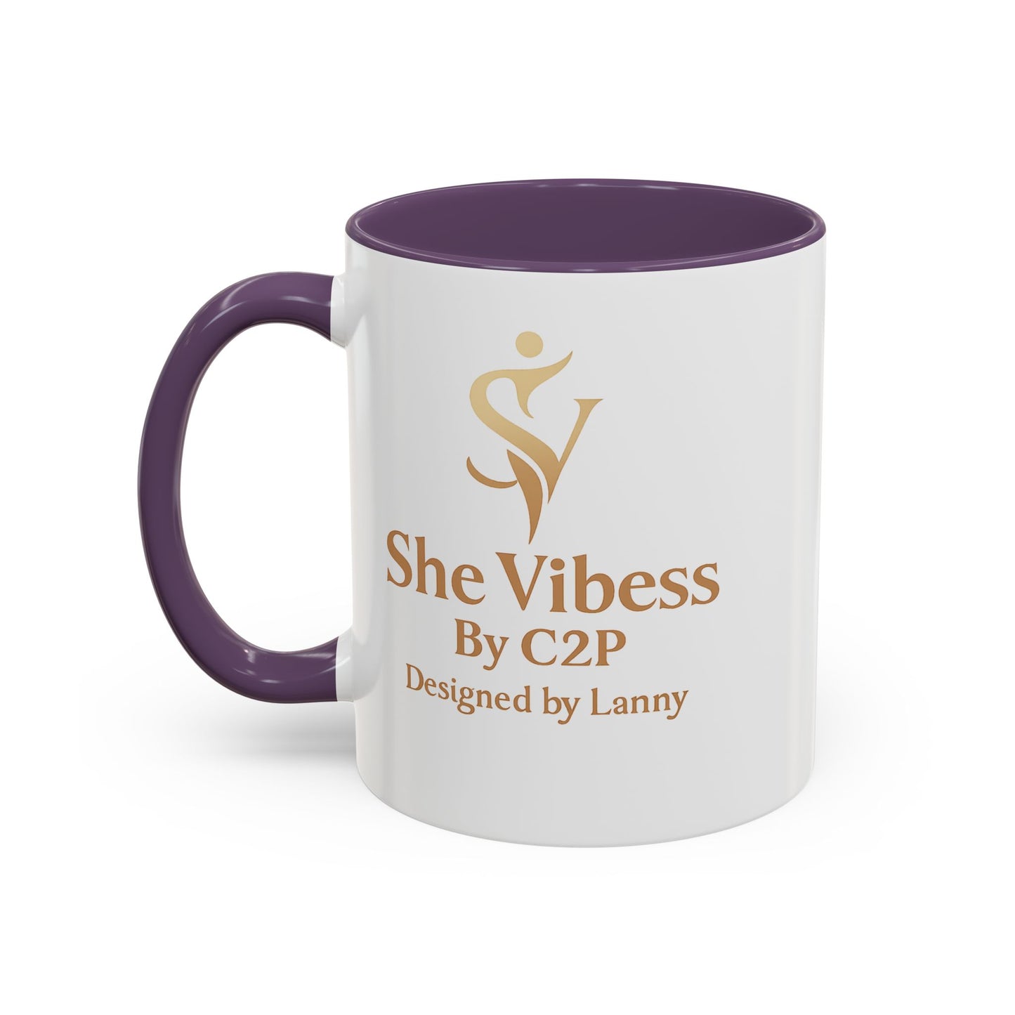 She Vibess Accent Coffee Mug — Inspirational Gold Logo 11/15oz