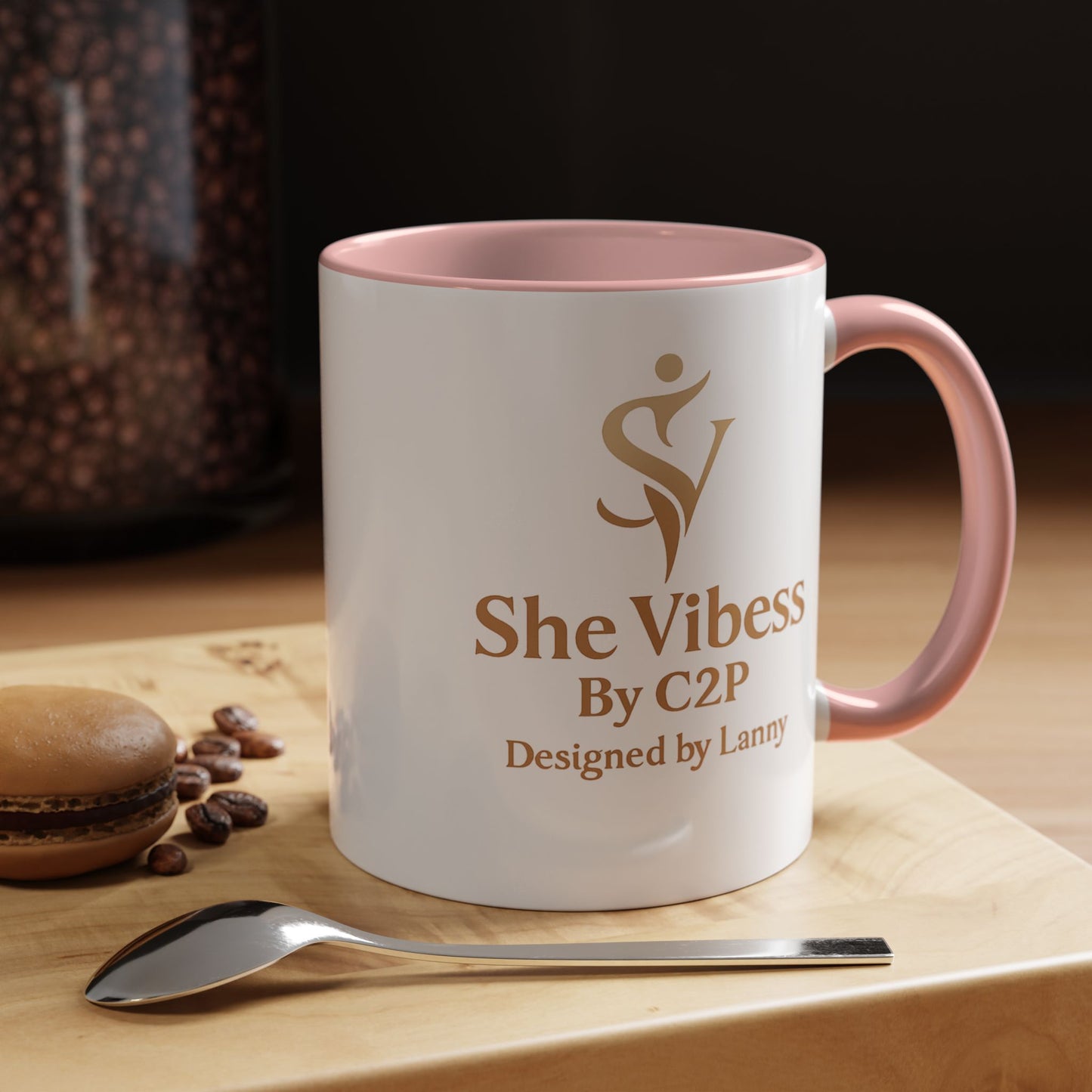 She Vibess Accent Coffee Mug — Inspirational Gold Logo 11/15oz