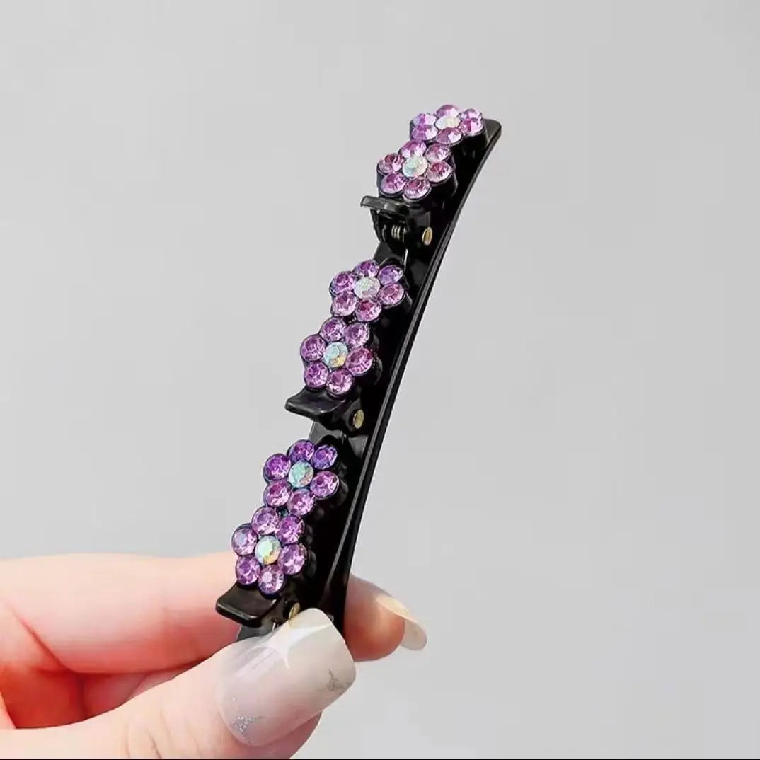 2023 Rhinestones Braided Hair Clips for Girls Hairclip with 3 Flowers Hair Span with Crystalllume Women Hairpin Hair Accessories