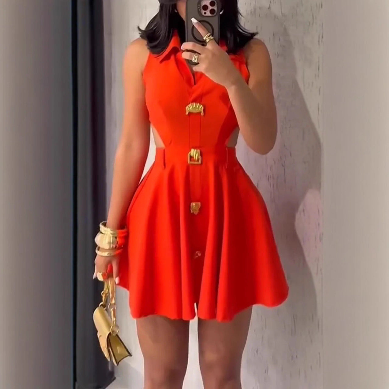 Womens Fashion, Elegant Sleeveless A-line Skirt Dress