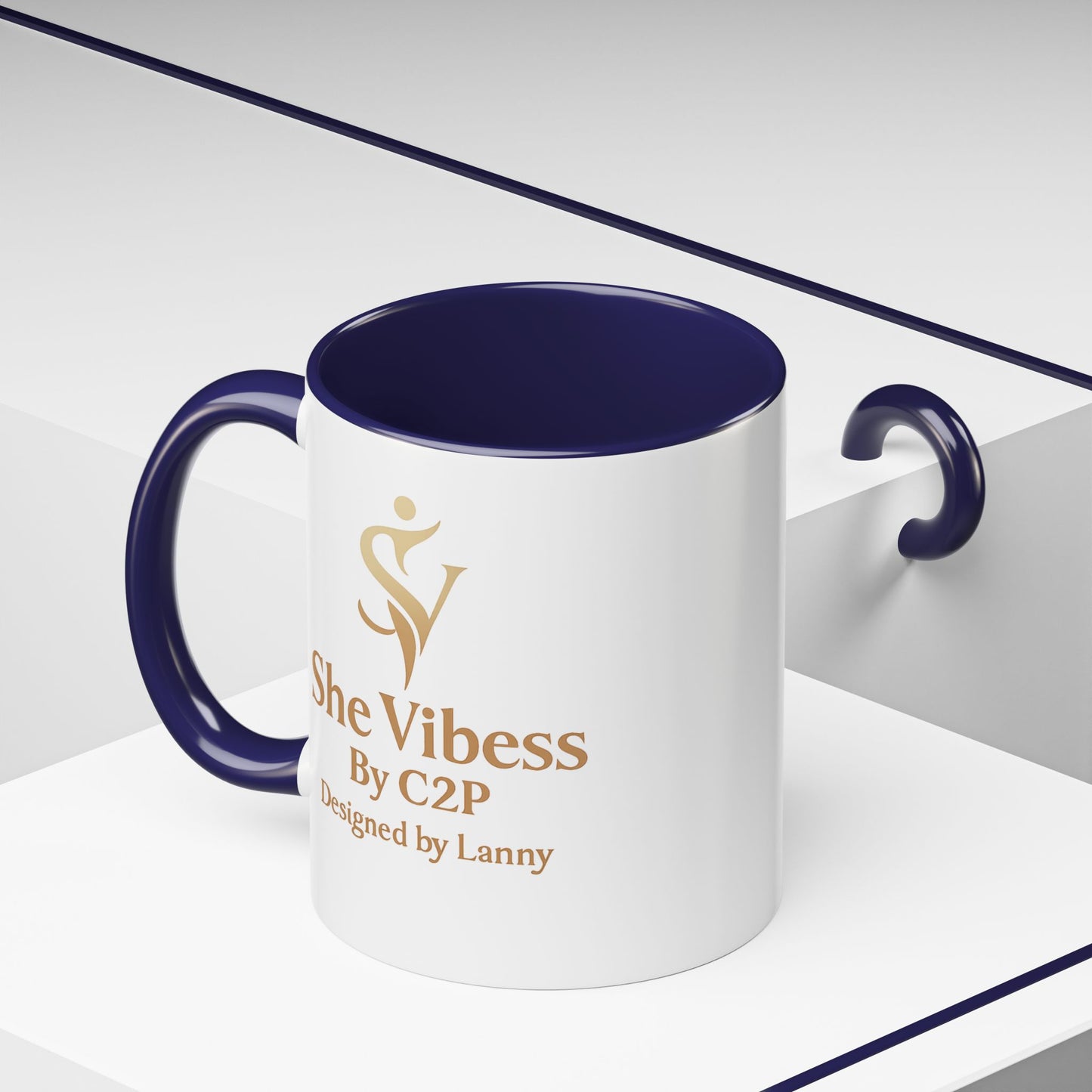 She Vibess Accent Coffee Mug — Inspirational Gold Logo 11/15oz