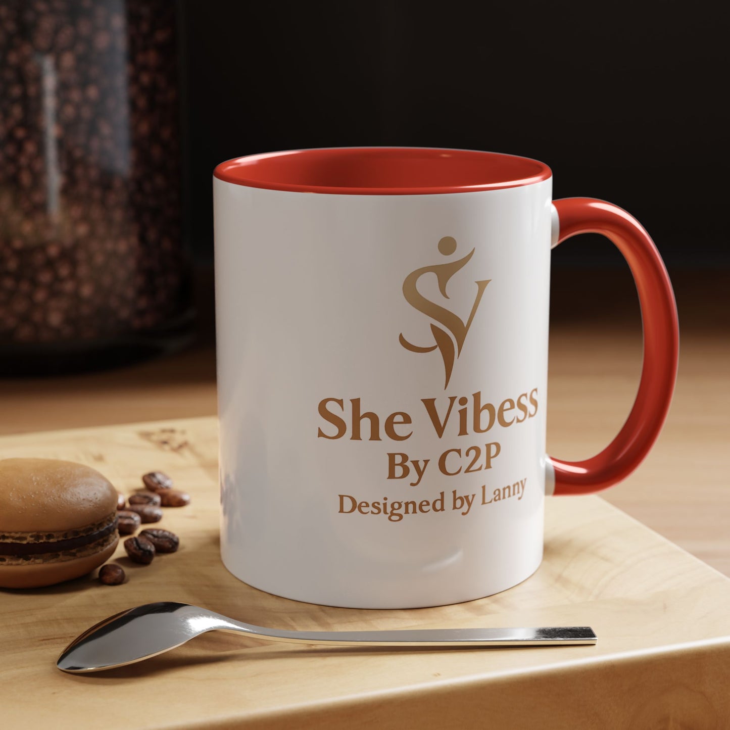 She Vibess Accent Coffee Mug — Inspirational Gold Logo 11/15oz