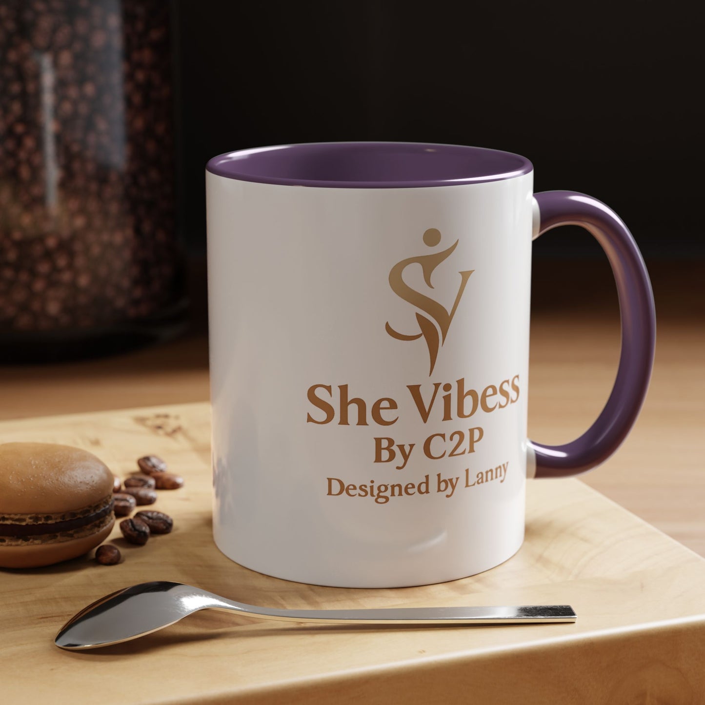 She Vibess Accent Coffee Mug — Inspirational Gold Logo 11/15oz