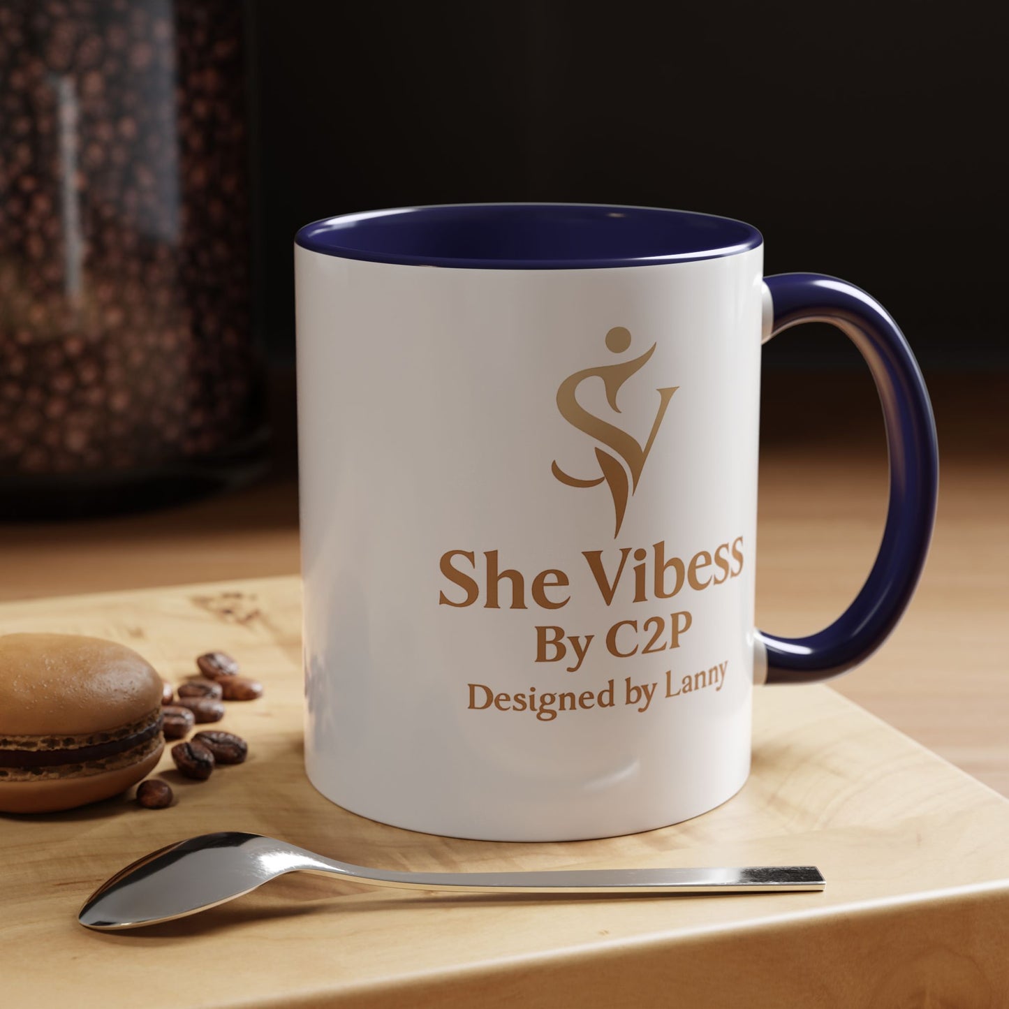 She Vibess Accent Coffee Mug — Inspirational Gold Logo 11/15oz